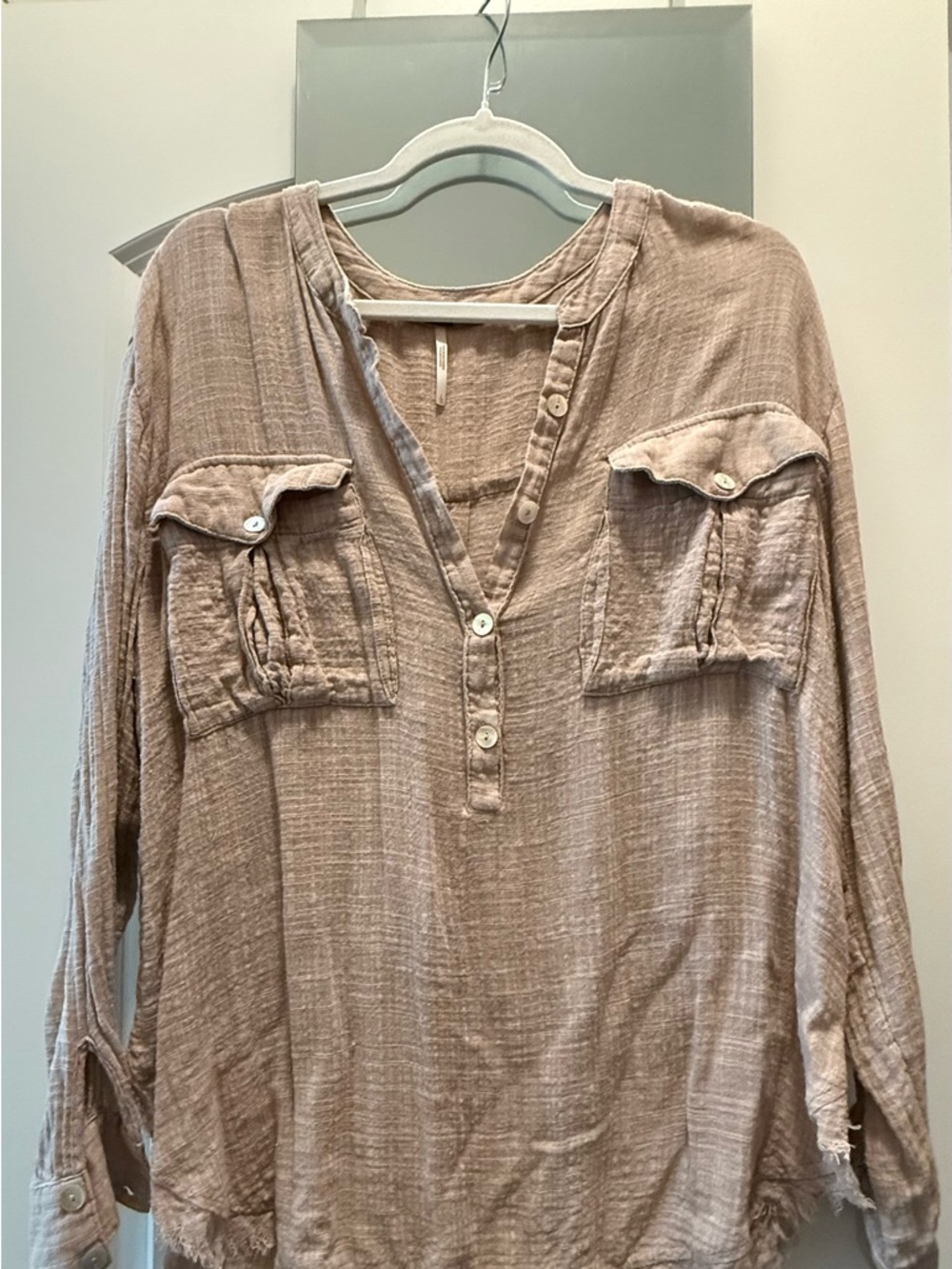 Free People Dusty Blush Gauze Tunic Top